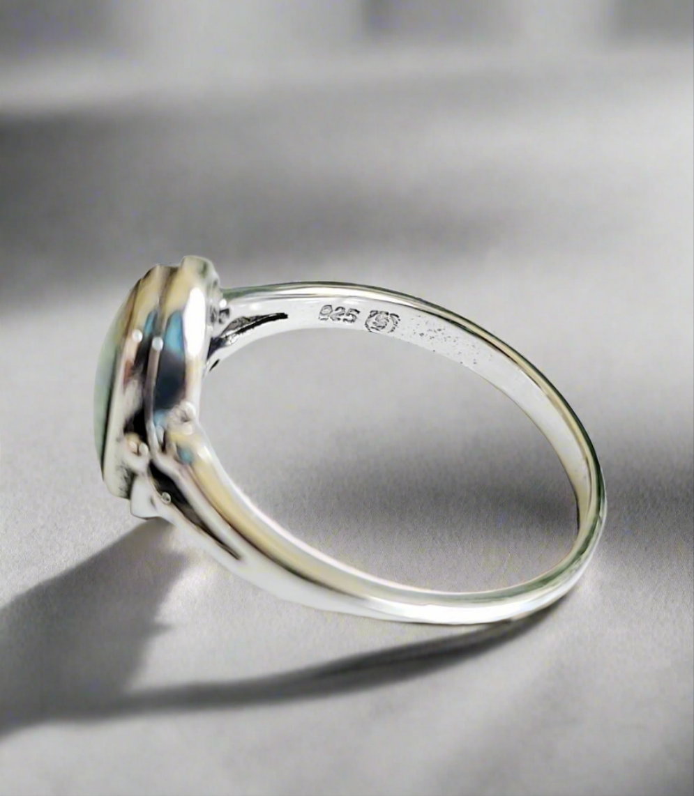 Sterling Silver White Opal Oval Ring - view 5
