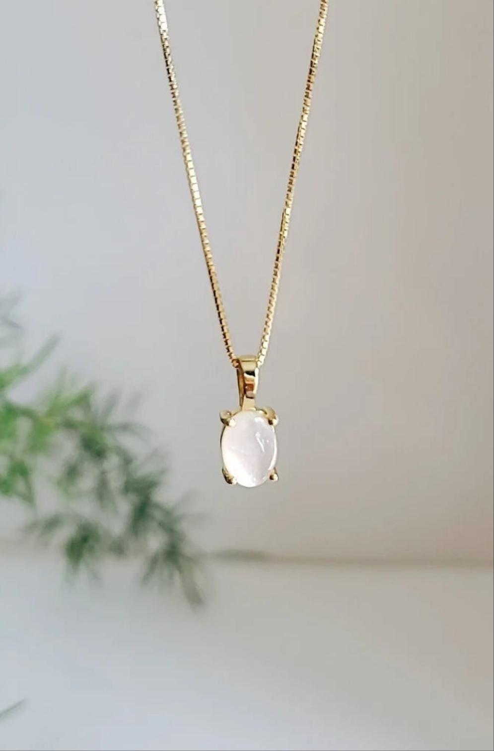 Gold or Sterling Silver Mother of Pearl Pendant Necklace & Chain - view 10