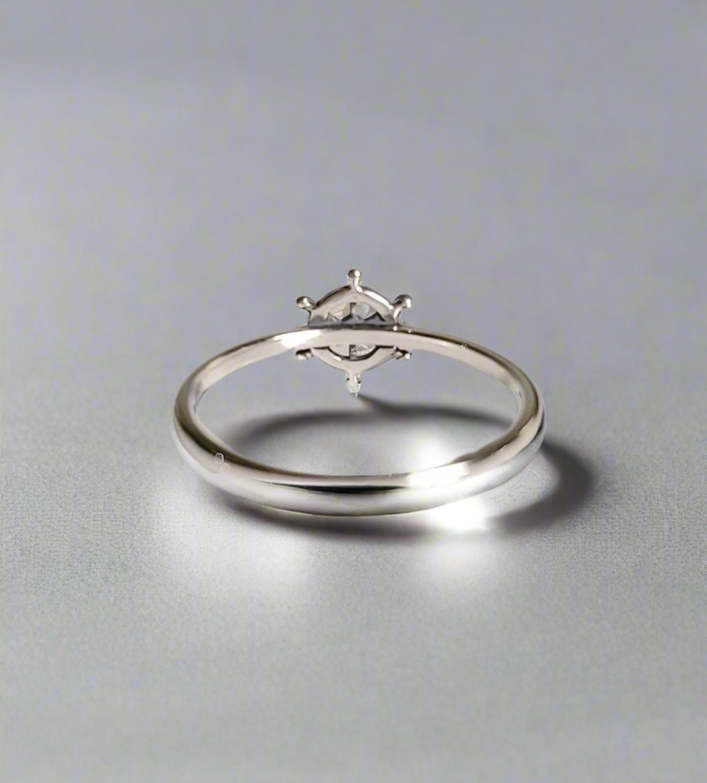 Sterling Silver Dainty Helm Nautical Ring - view 4