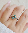 Sterling Silver Turquoise Leaf Ring - view 2