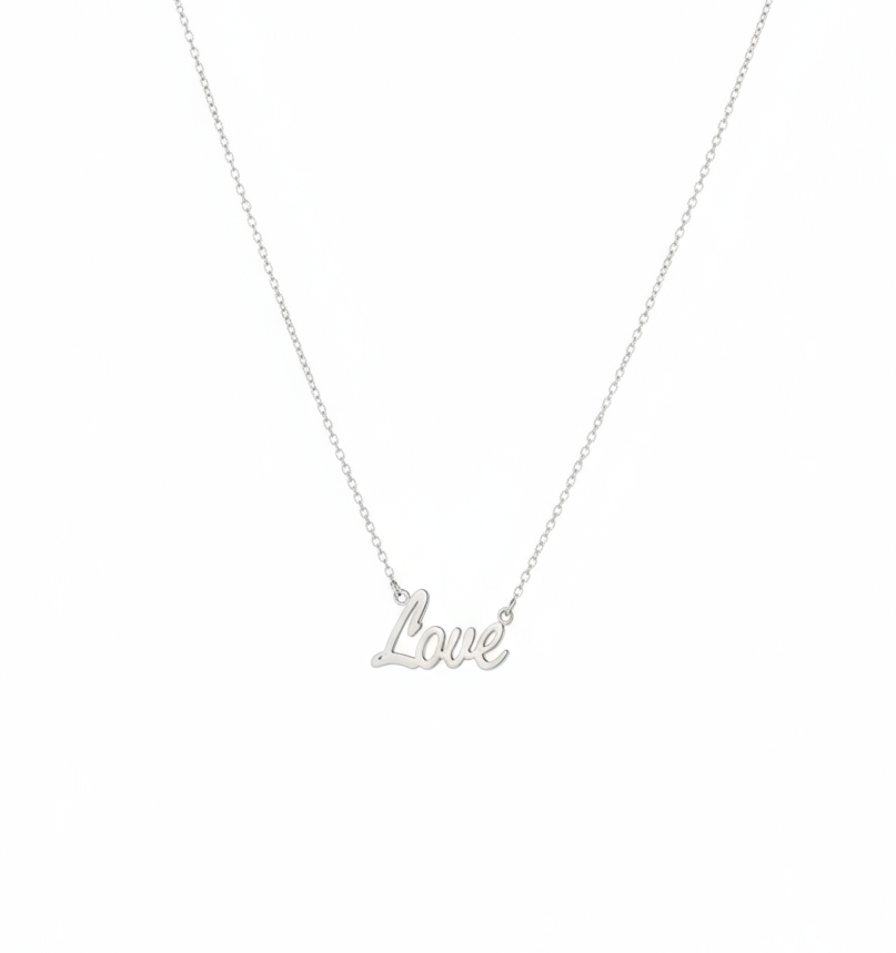 Sterling Silver Love Script Necklace Chain