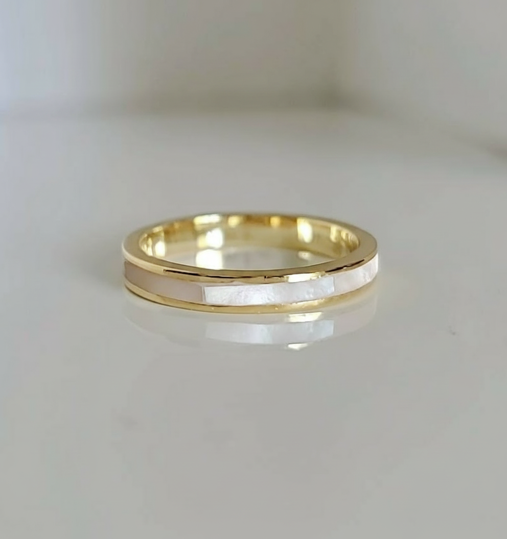 Sterling Silver Gold Plated Mother of Pearl Ring - view 3