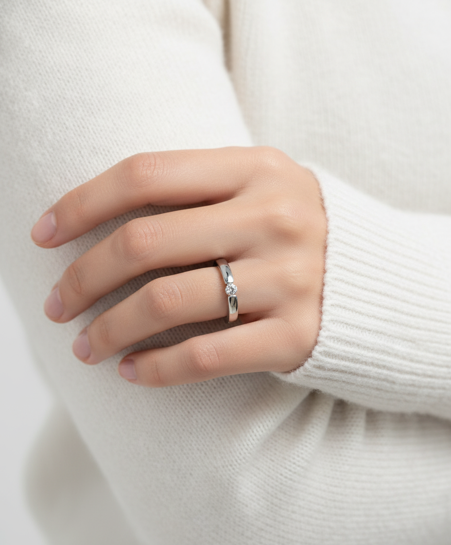 Sterling Silver Round Cut Ring - view 2