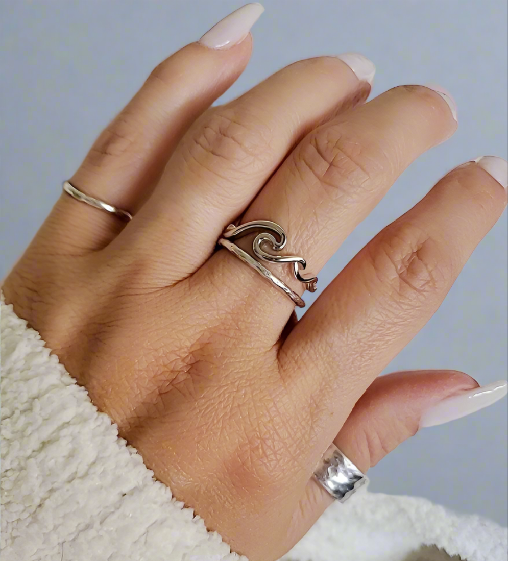 Sterling Silver 925 Rolling Wave Ring - view 7