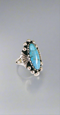 Sterling Silver Vintage Oval Turquoise Bali Ring - view 8