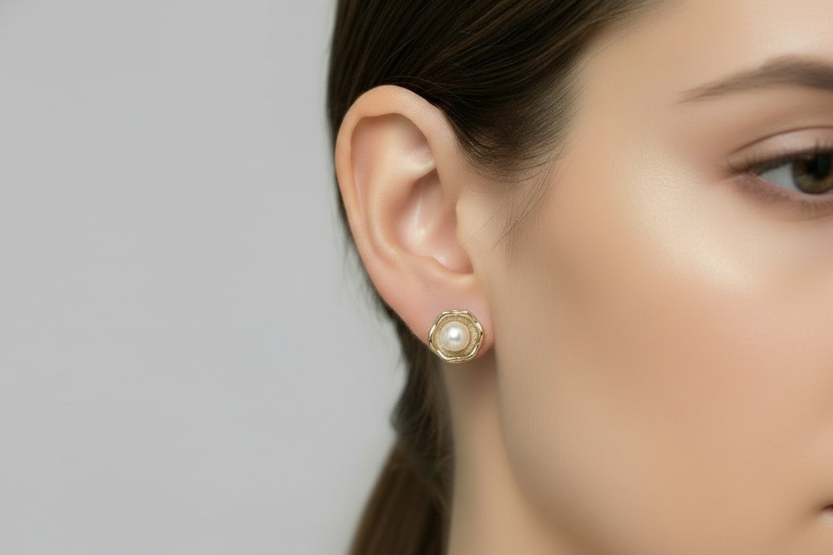 Sterling Silver 925 Natural Pearl Stud Earrings - view 2