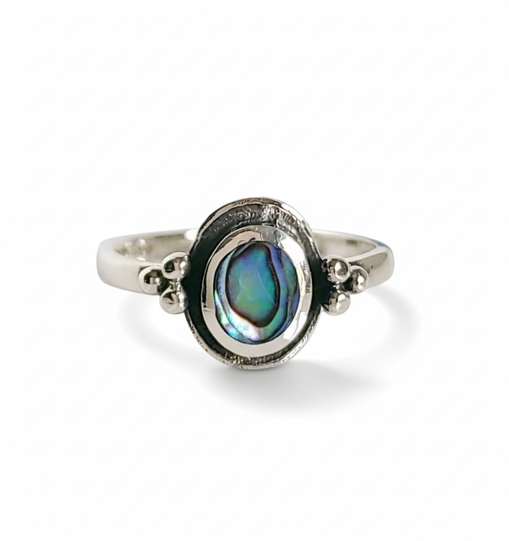 Sterling Silver Genuine Abalone Ring