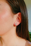 Sterling Silver 925 Fresh Water Pearl Flower Stud Earrings - view 4