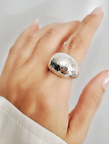 Sterling Silver Large Hammered Dome Ring - view 10
