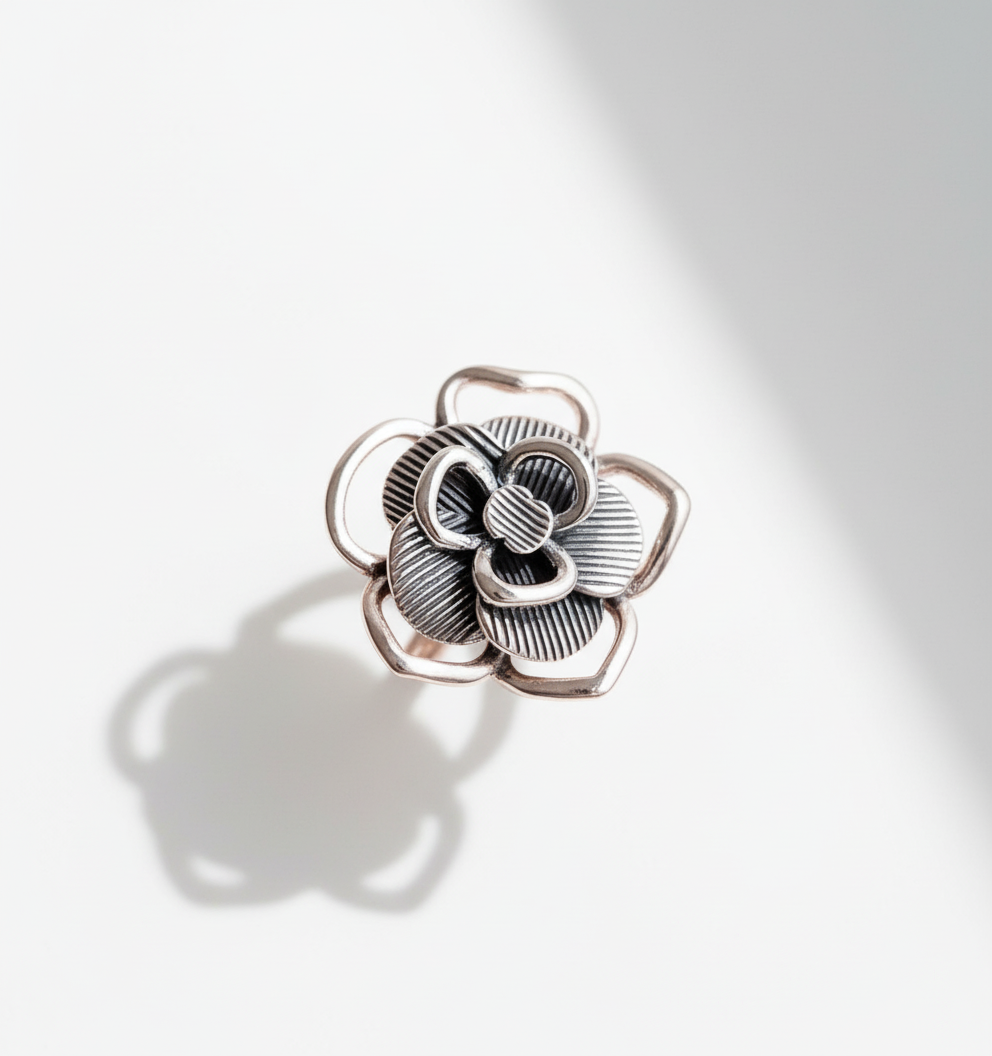 Sterling Silver Large Flower Ring