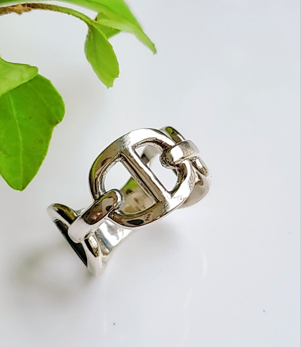 Sterling Silver Chunky Chain Ring - view 7