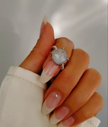Sterling Silver Natural Rainbow Moonstone Ring - view 8