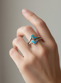 Sterling Silver 925 Blue Opal Leaf Ring - view 2