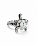 Sterling Silver White Opal Sea Turtle Ring
