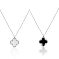 Silver Mother of Pearl, Black Clover Necklace - view 6