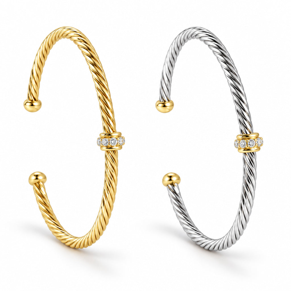 Dainty Cable Bangle Gold or Silver - view 4