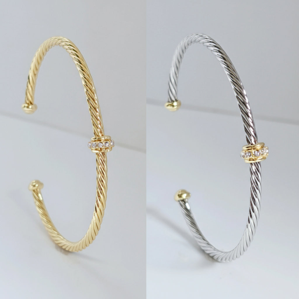 Dainty Cable Bangle Gold or Silver - view 4