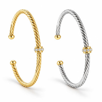 Dainty Cable Bangle Gold or Silver - view 4