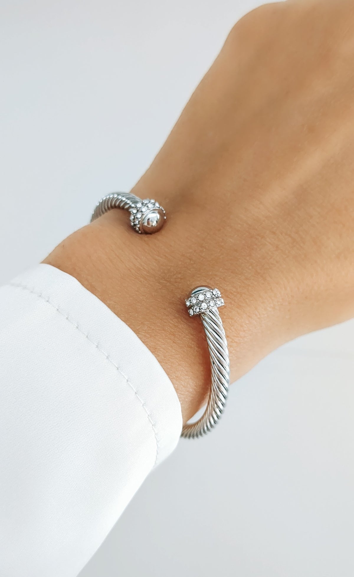 Gold, Silver Dome Crystals Bangle - view 6