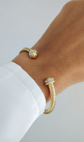 Gold, Silver Dome Crystals Bangle - view 5