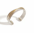 Cross Over Two Tone Large Statemeny Bangle Bracelet