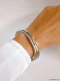 Cross Over Two Tone Large Statemeny Bangle Bracelet - view 8