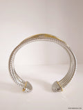 Cross Over Two Tone Large Statemeny Bangle Bracelet - view 5