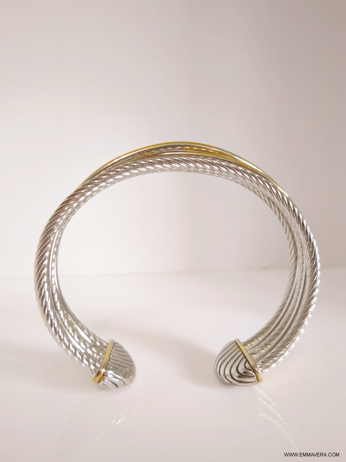 Cross Over Two Tone Large Statemeny Bangle Bracelet - view 5