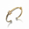 Two-toned gold and silver bracelet on a white background