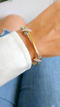 Pave Bangle Bracelet Simulated Diamonds - view 5