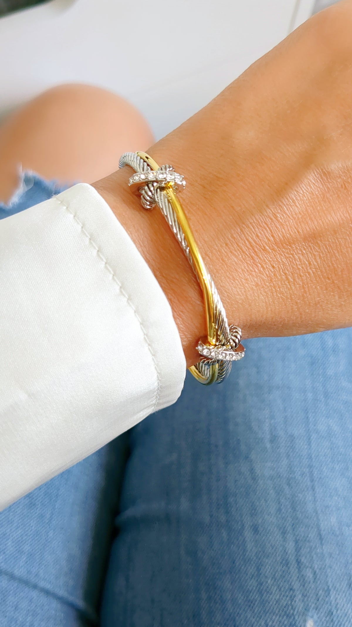 Pave Bangle Bracelet Simulated Diamonds - view 5