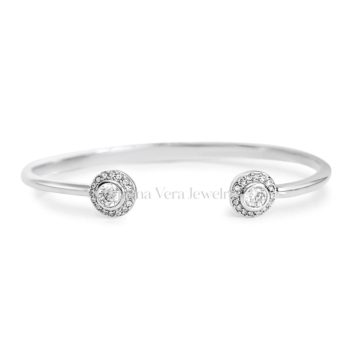 Silver Cz accents Halo Bracelet