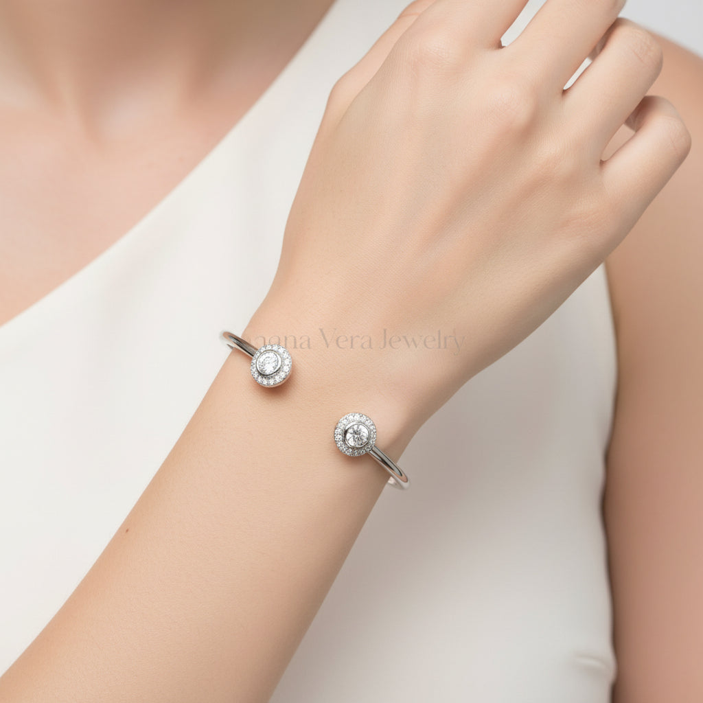 Silver Cz accents Halo Bracelet - view 9