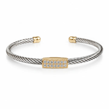 Silver Dainty Cable Bangle bracelet - view 5