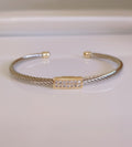 Silver Dainty Cable Bangle bracelet - view 6