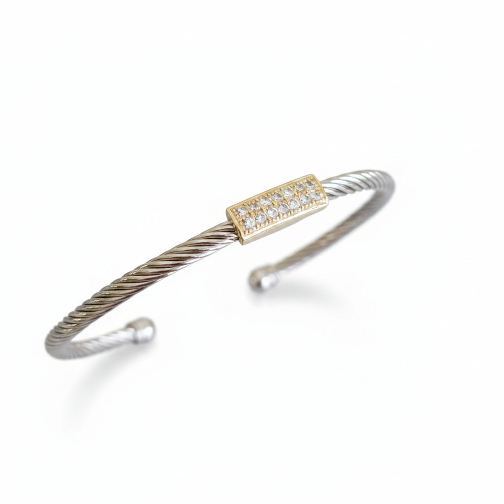 Silver Dainty Cable Bangle bracelet