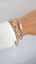 Silver Dainty Cable Bangle bracelet - view 3