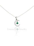 Sterling Silver Genuine Turquoise Moon Pendant Necklace - view 7