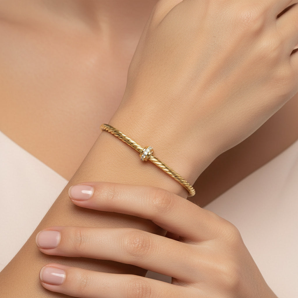 Dainty Cable Bangle Gold or Silver