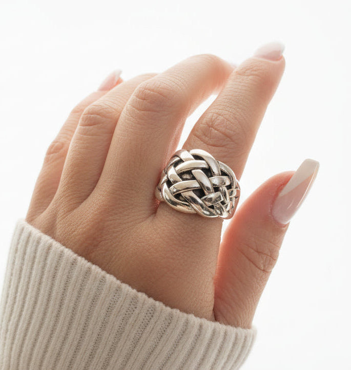 Sterling Silver Electroform Dome Wide Chunky Ring - view 5