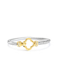Silver Gold Flower Bangle Bracelet
