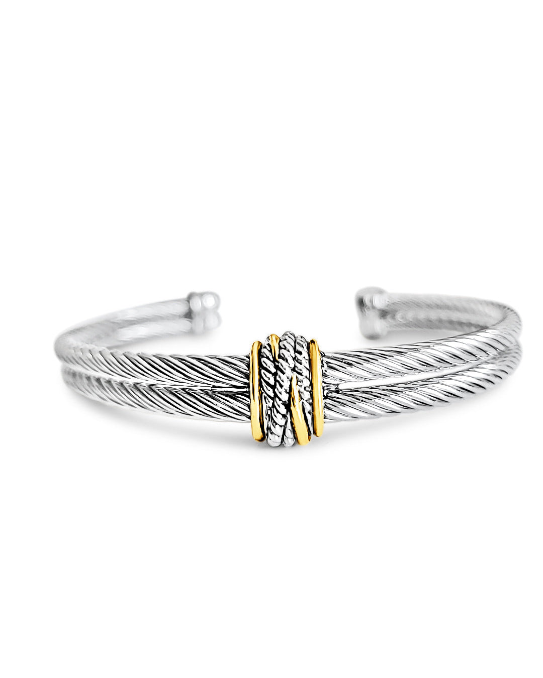 Double Open Cable Bangle Bracelet