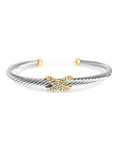 Silver Gold Cable Bangle Bracelet