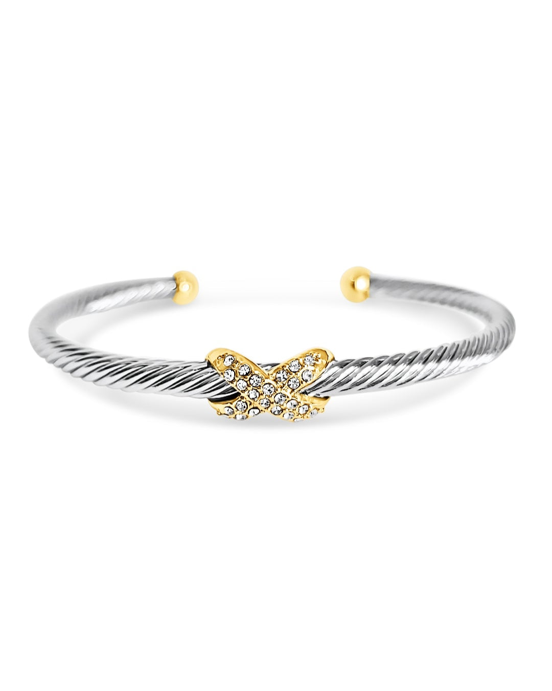 Silver Gold Cable Bangle Bracelet