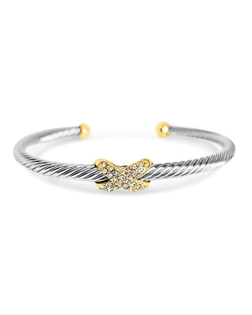 Silver Gold Cable Bangle Bracelet