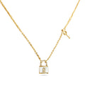 Gold Mother of Pearl Lock Pendant with Key - view 2