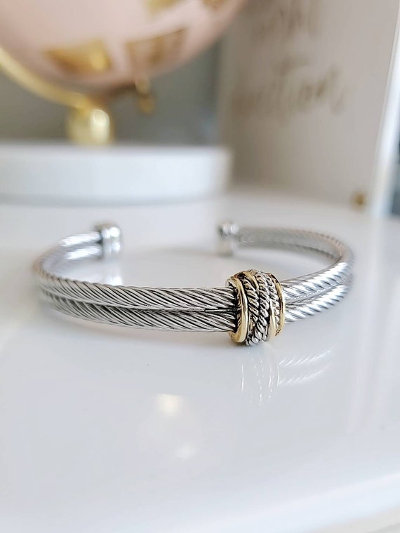 Double Open Cable Bangle Bracelet - view 4