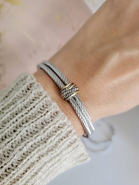 Double Open Cable Bangle Bracelet - view 2
