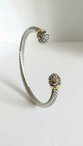 Silver Dome Adorn with Crystals Bangle Bracelet - view 5