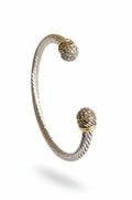 Silver Dome Adorn with Crystals Bangle Bracelet